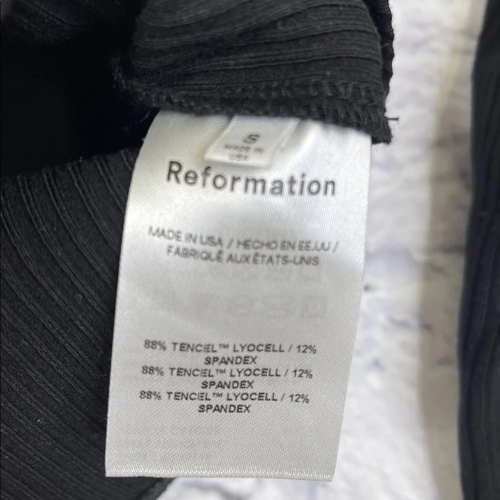 Reformation Black Ribbed Cropped Long Sleeve Top Dress Y2K